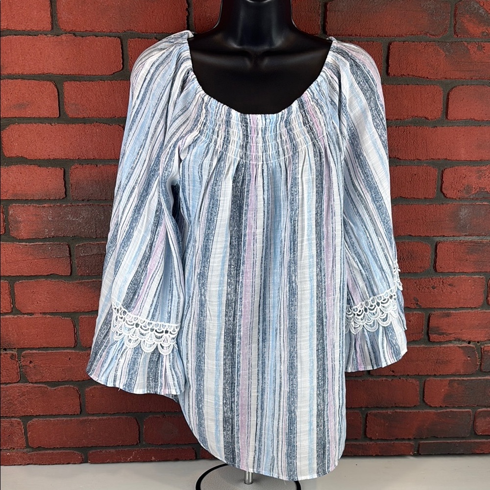 Floral & Ivy Blouse Womens XL Striped